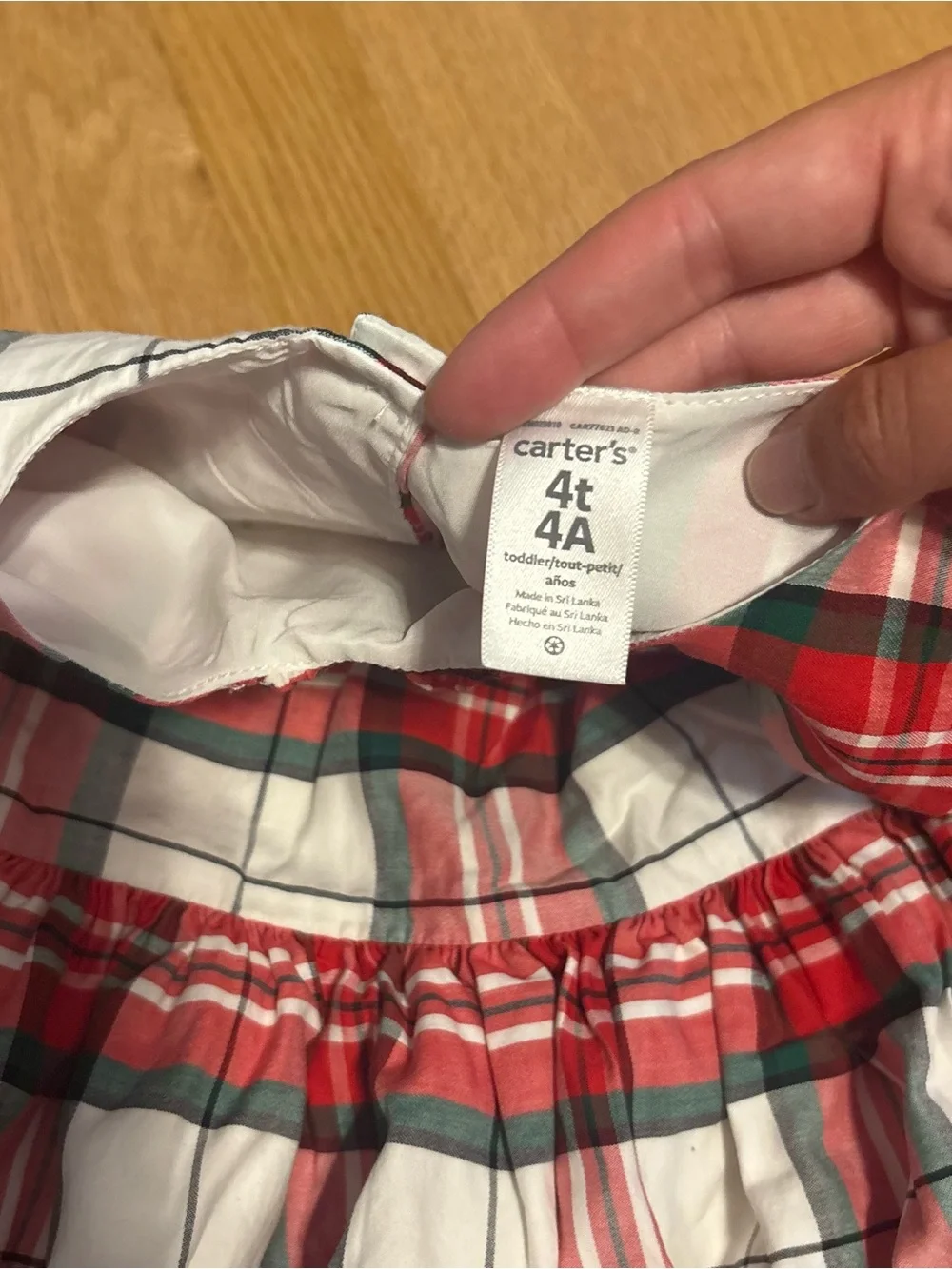Carter's Red Green White Plaid Cap-Sleeve Twirl Dress 4T Christmas